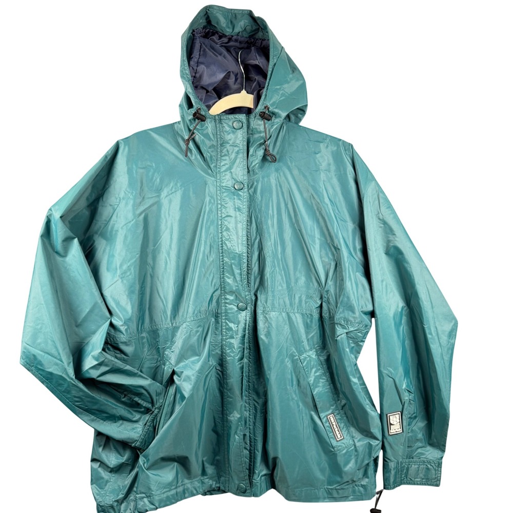 Vtg Y2K Helly Hansen Helly-Tech Rain Jacket Lg Hood Packable Waterproof Gorpcore